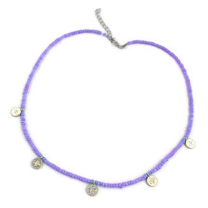 Paarse Kralen Ketting - Zilver