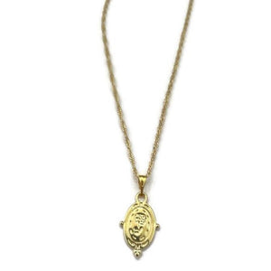 Oval Bloem Ketting - Goud