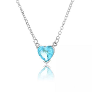 Cyan Kristal Ketting - Zilver