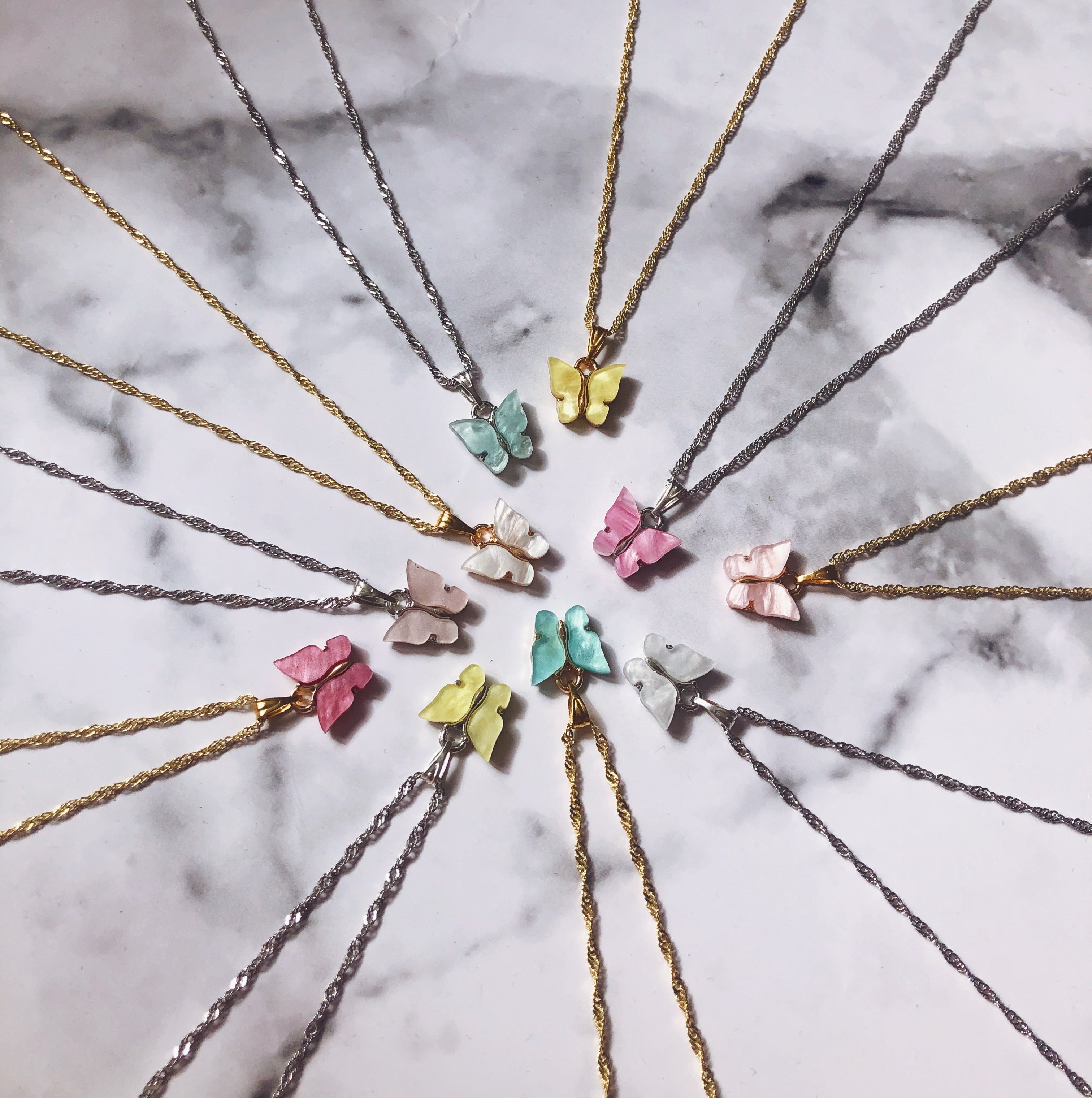 Roze Vlinder Ketting - Goud