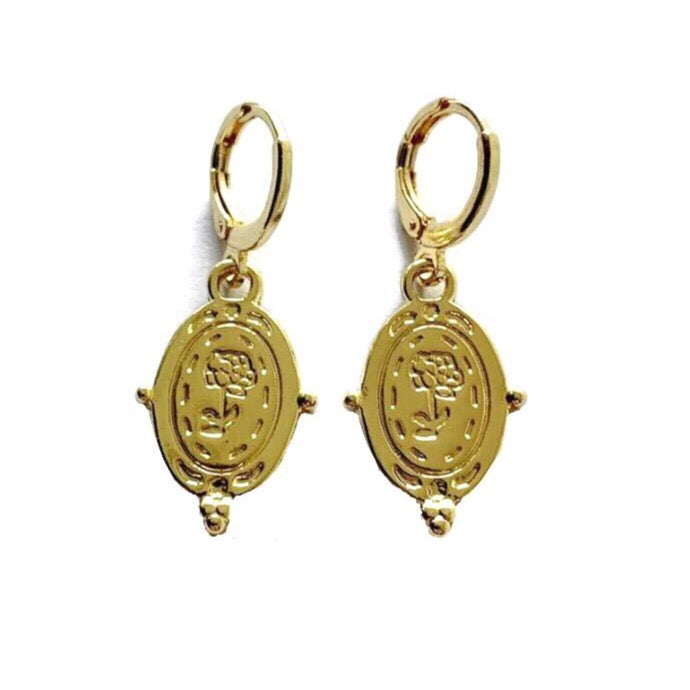 Oval Bloem Oorbellen - Goud