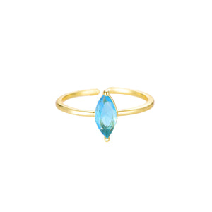 Blauwe Oval Stone Ring - Goud