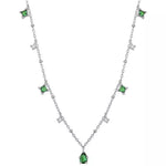 Groene Diamant Ketting - Zilver