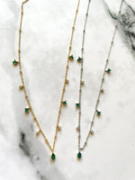 Groene Diamant Ketting - Zilver