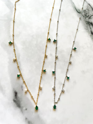 Groene Diamant Ketting - Zilver