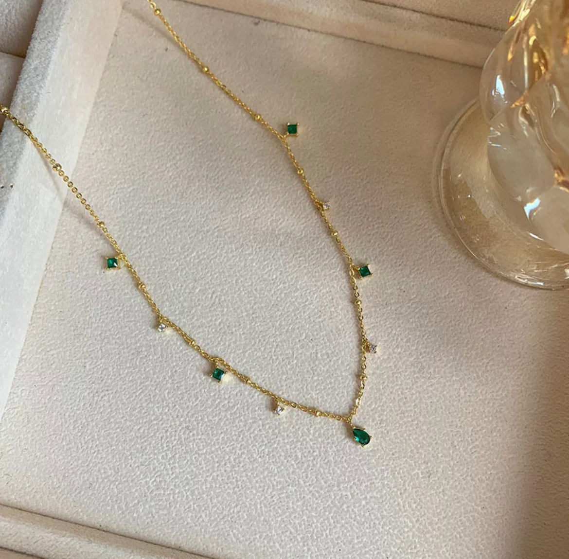 Groene Diamant Ketting - Goud