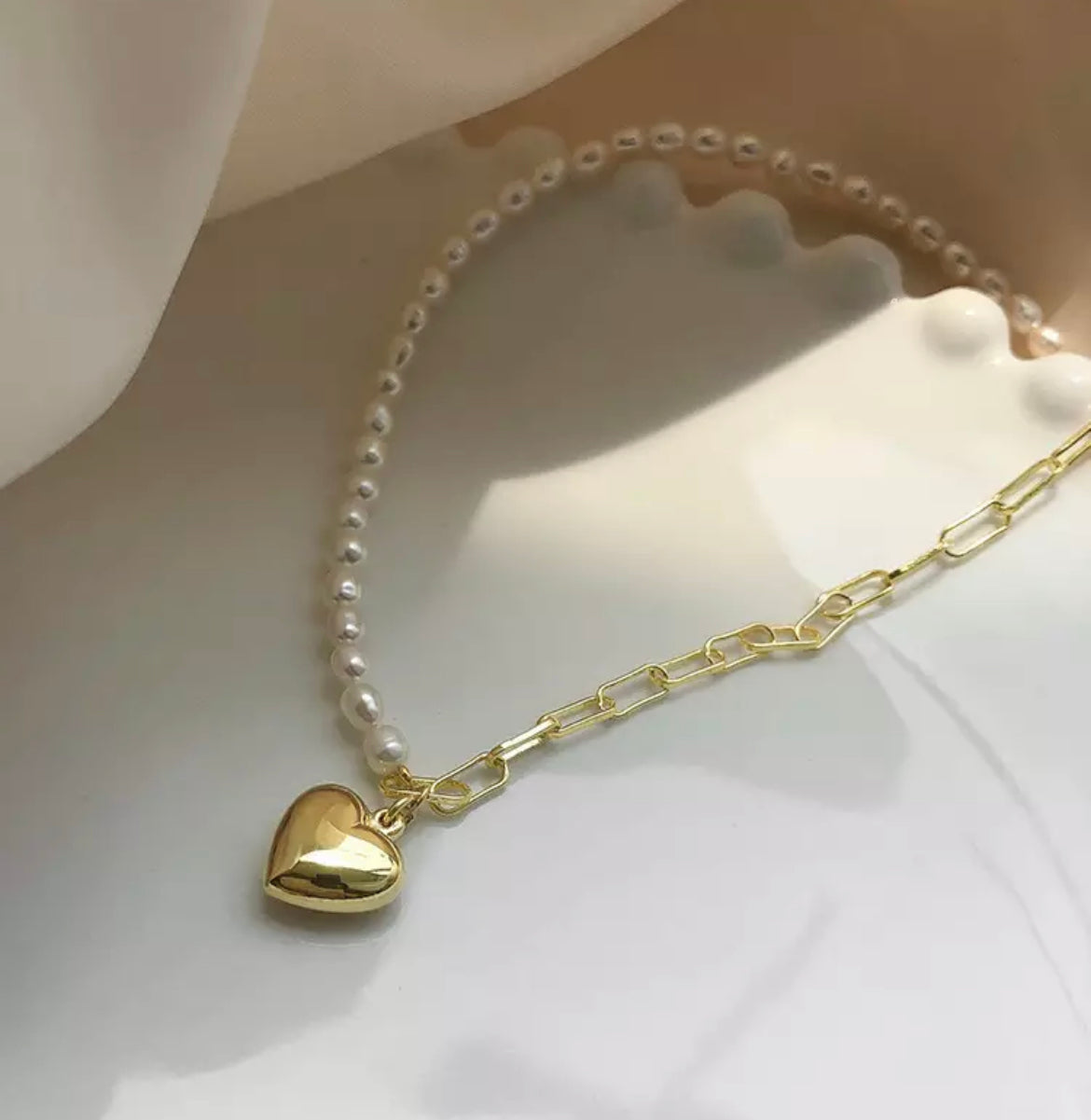 Half Parel Half Chain Ketting - Goud