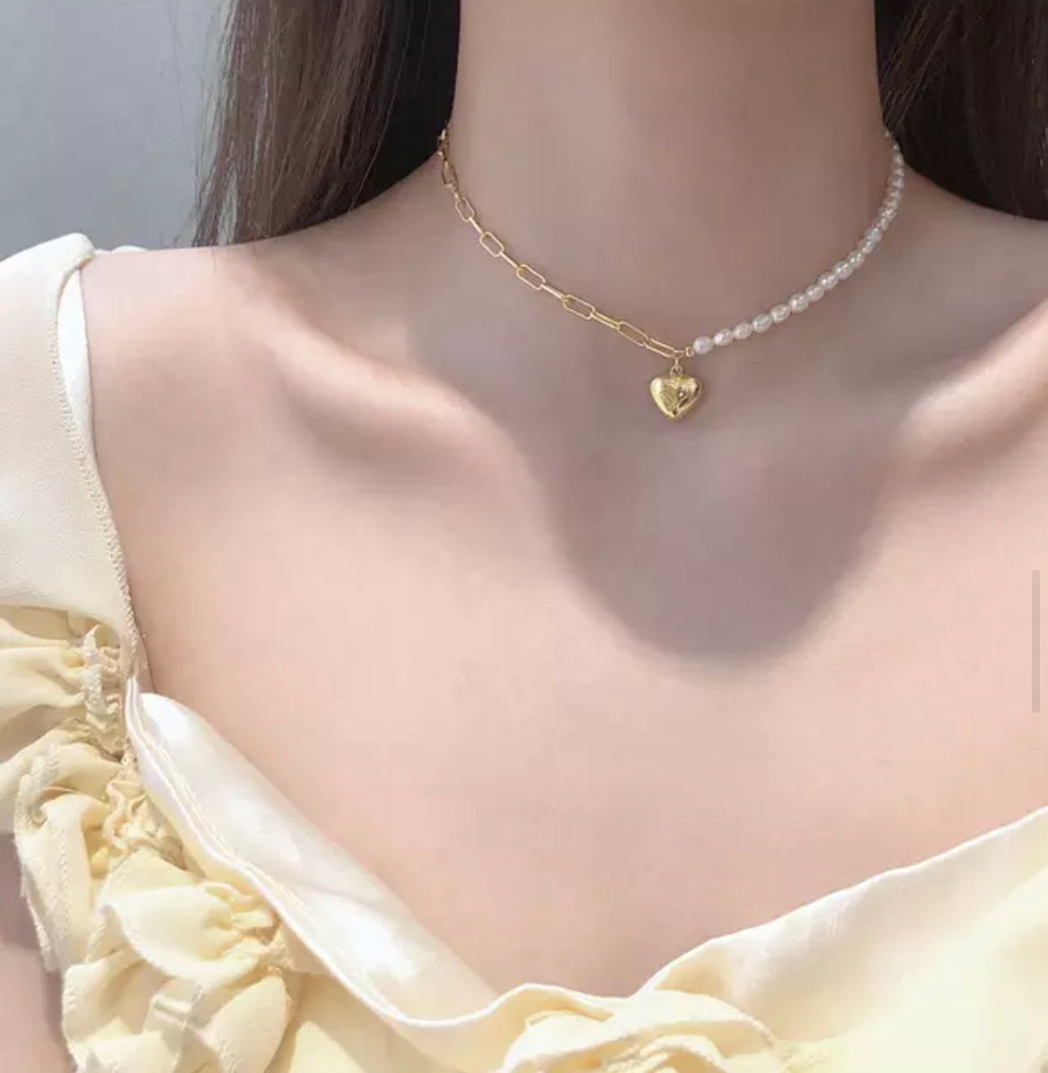 Half Parel Half Chain Ketting - Goud